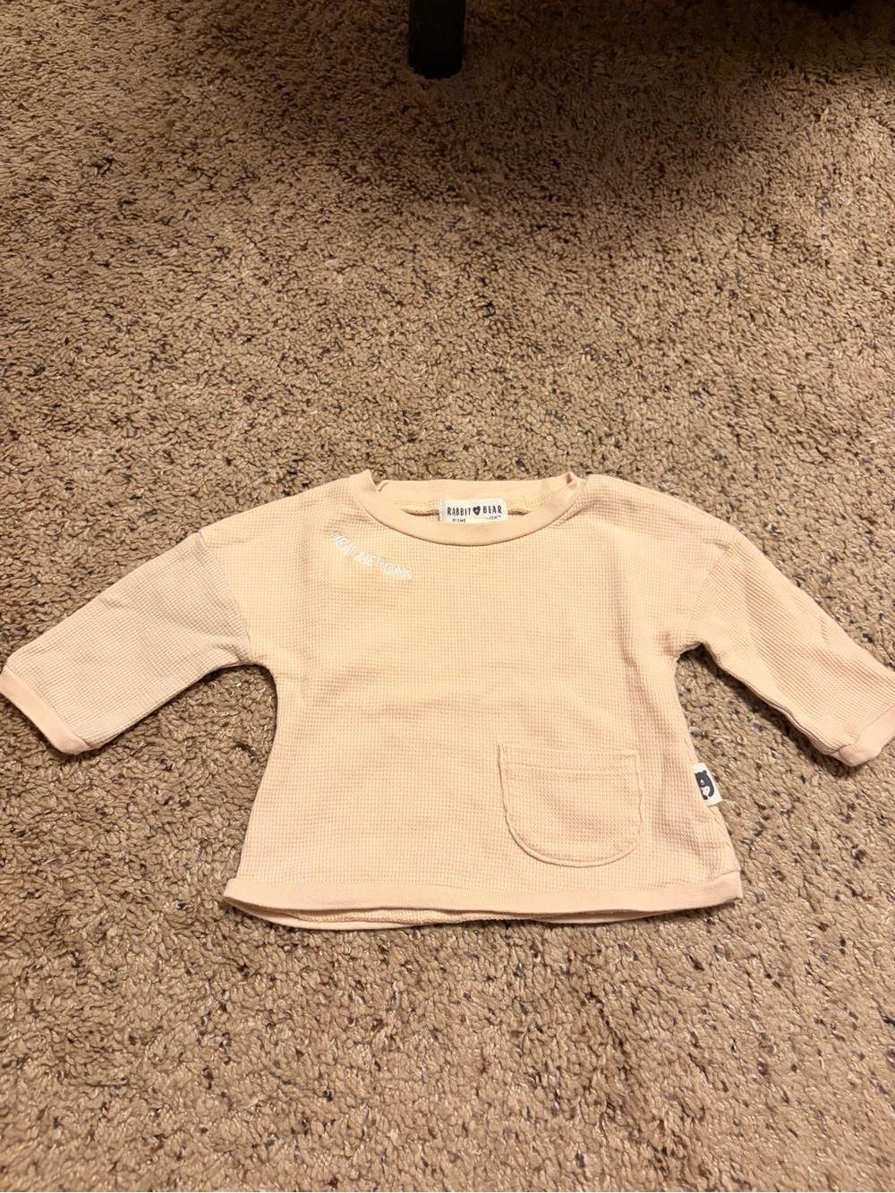 Cream Waffle Knit Kids Top